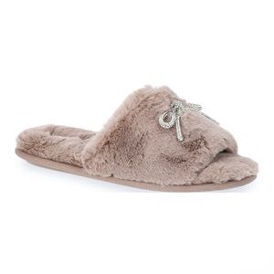 Joyspun Women's Rhinestone Bow Open-Toe Slippers